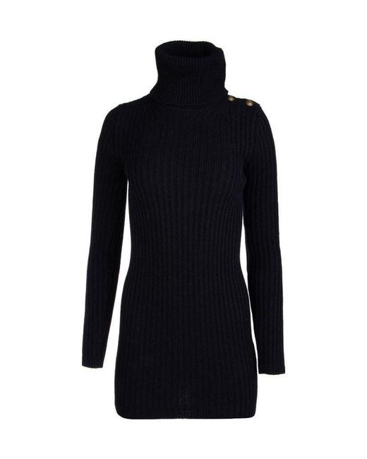 Saint Laurent Black Fold-Over Collar Jumper