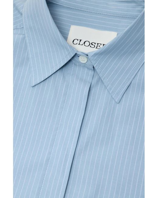 Closed Blue Long-Sleeve Striped Cotton Shirt