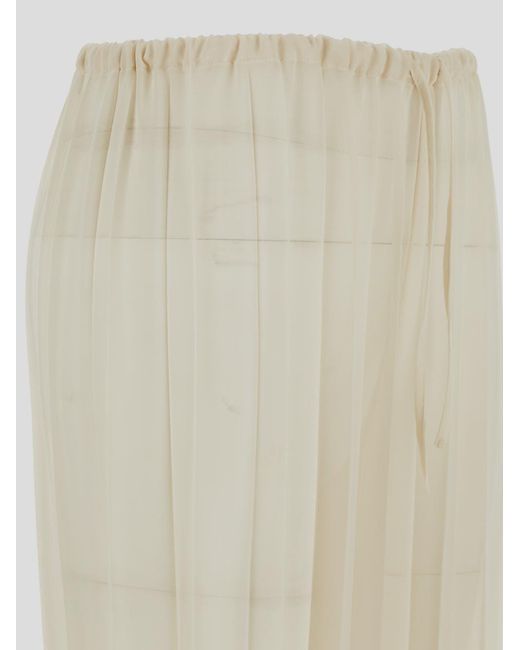 Dries Van Noten White Sheer Pleated Trousers