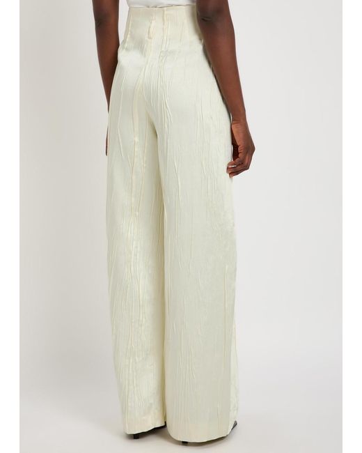 Sportmax White Loose Satin Pants