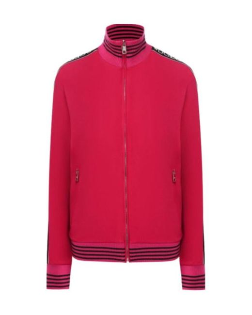 Dolce & Gabbana Red Long-Sleeved Zipper Sweatshirt