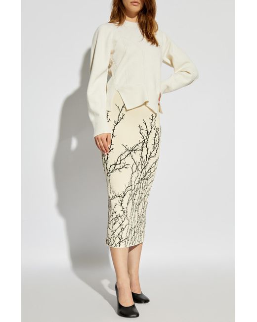 McQueen White Chevron Corset Crewneck Jumper