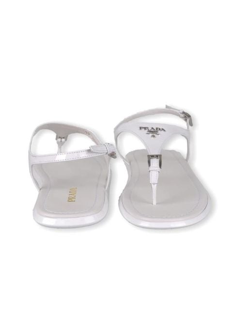 Prada White Logo Sandals