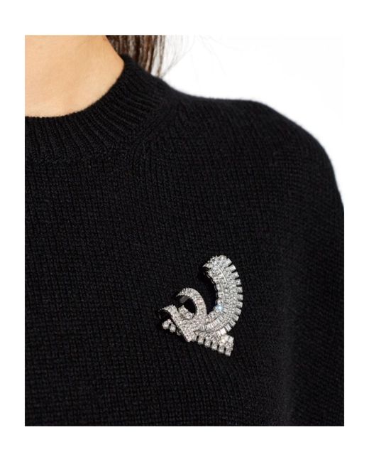 Ferragamo White Crystal Brooch