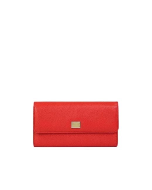Dolce & Gabbana Red Logo Details Wallet