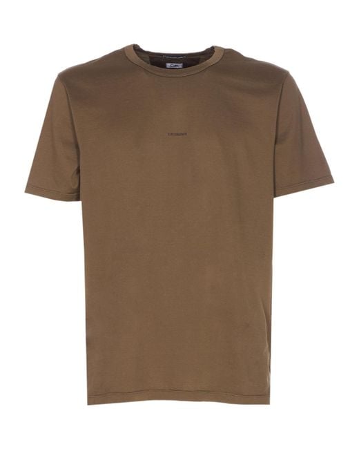 C P Company Brown Gasato Short Sleeved Logo Jersey T-Shirt for men