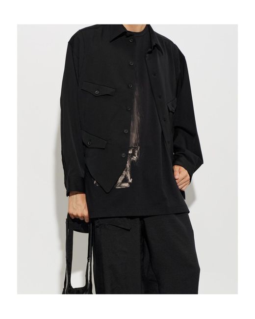 Yohji Yamamoto Black Crew Neck Short-Sleeved T-Shirt for men