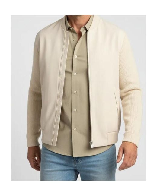 Boss Natural Knitted-Sleeve Bomber Jacket for men
