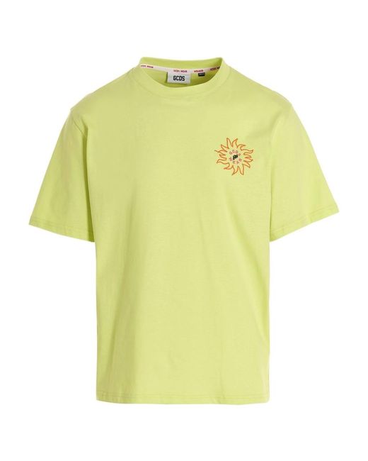 Gcds Yellow Surfing Weirdo Printed Crewneck T-Shirt for men