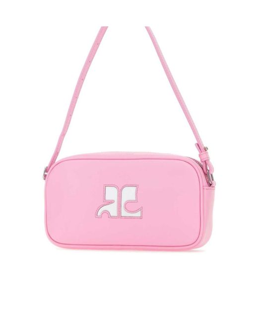 Courreges Pink Courrèges Logo Patch Zip-Up Shoulder Bag