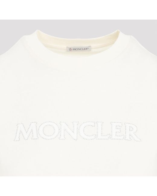 Moncler White Logo Embellished Crewneck T-Shirt