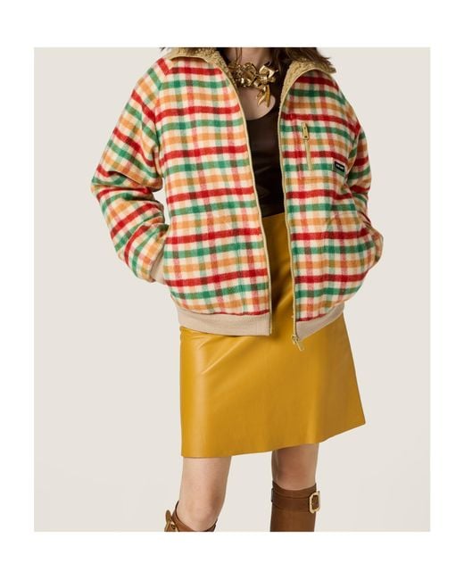 Miu Miu Multicolor Logo-Patch Zipped Jacket