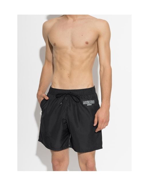 Moschino Black Drawstring Swim Trunks for men