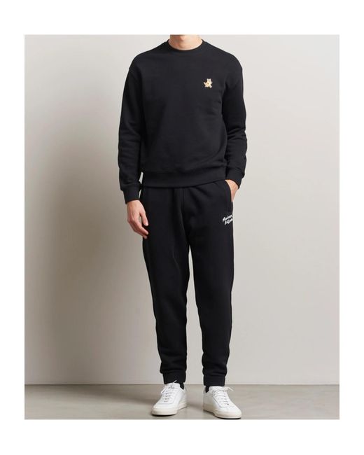 Maison Kitsuné Black Maison Kitsuné Logo Embroidered Drawstring Trousers for men