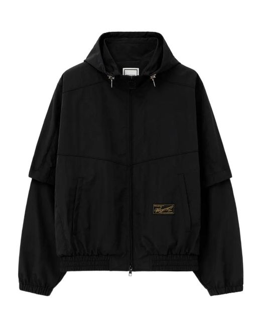 Wooyoungmi Black Zip-Up Hooded Windbreaker Jacket for men