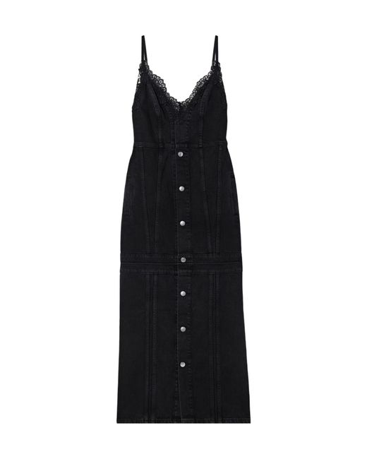 Stella McCartney Black Lace-Trimmed Denim Dress