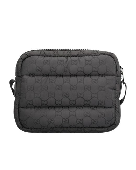 Gucci Black Gg Printed Padded Messenger Bag for men