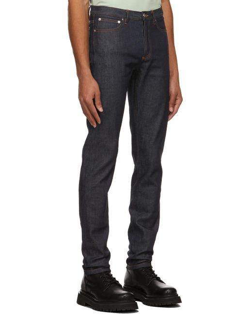 A.P.C. Blue Low-Rise Straight Leg Jeans for men
