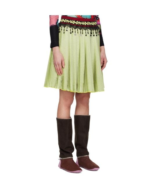 Chopova Lowena Green Stacey Pleated Midi Skirt