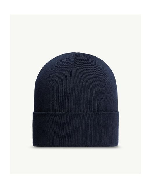 Moncler Blue Grenoble Logo Patch Knitted Beanie for men