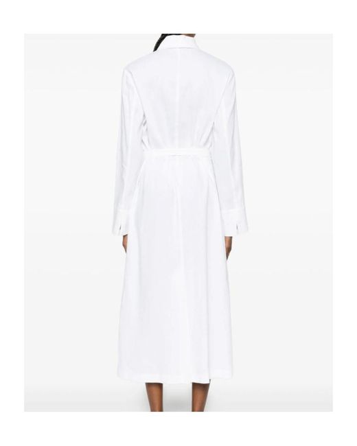 Max Mara White Collared Long-Sleeved Dress