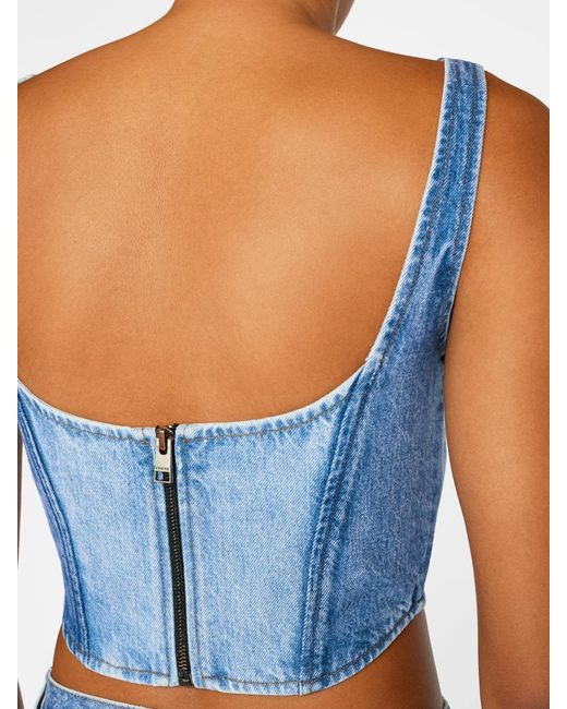 FRAME Blue Square Neck Denim Corset