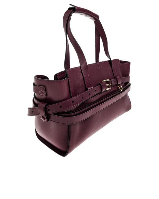 Moschino Purple Tie Me Buckle-Detail Leather Tote Bag