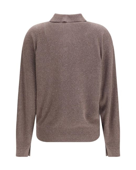 Calvin Klein Brown Ribbed Polo Knitted Sweater