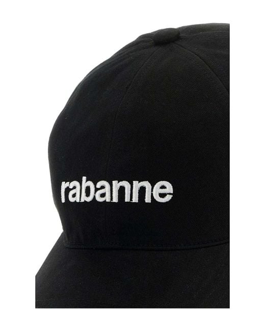 Rabanne Black Logo Embroidered Cap