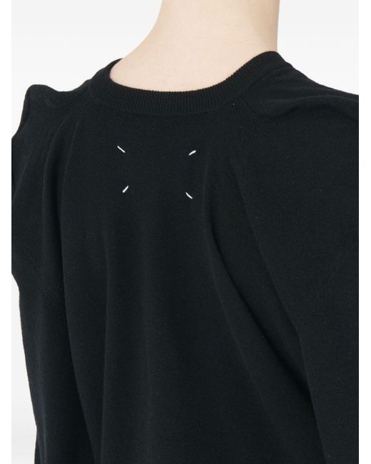 Maison Margiela Black Puff-Shoulder Wool Sweater