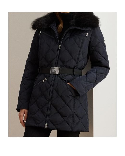 Ralph Lauren Blue Real Leather Medium Puffer Jacket