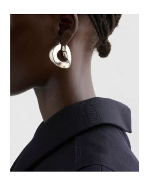 Jil Sander White Buckle Fastened Hoop Earrings