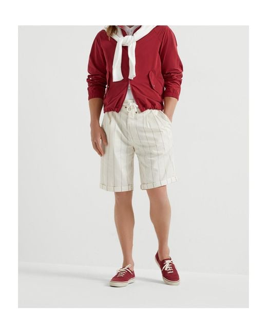 Brunello Cucinelli Multicolor Striped Bermuda Shorts for men