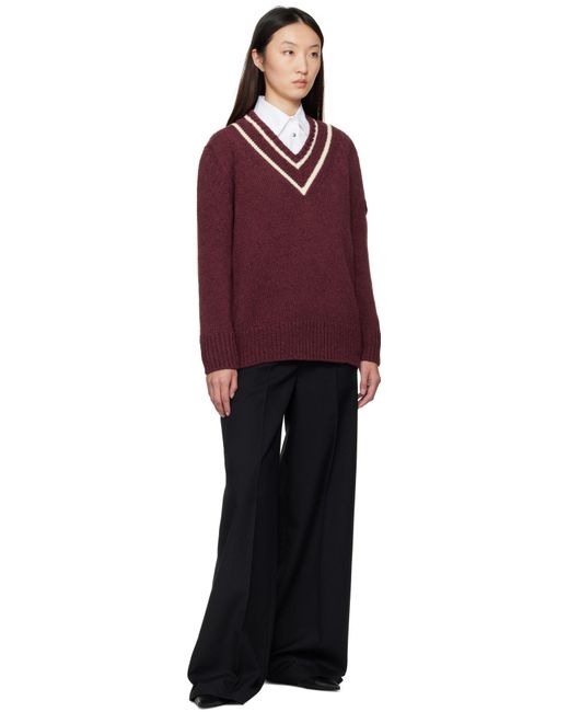 Moncler Red V-Neck Knitted Jumper
