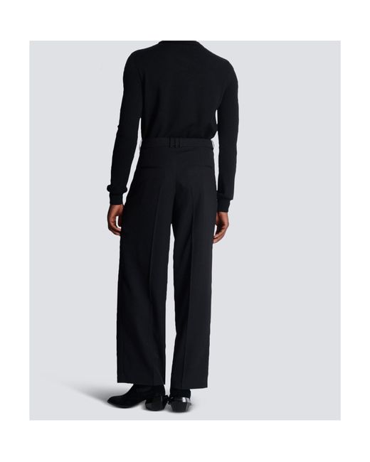 Balmain Black Wool Pleated Trousers for men