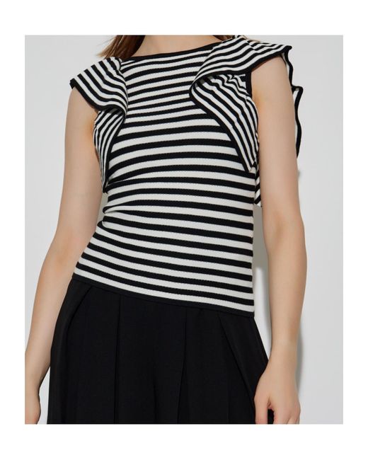 Max Mara Black Vieste Striped Ruffled Top