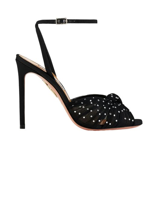 Aquazzura Black Slow Kisses Ankle Strap Sandals