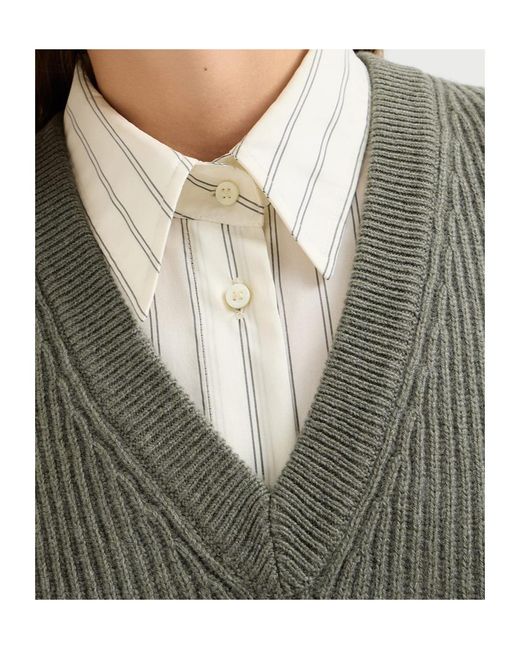 Brunello Cucinelli Green Cashmere Rib-Knit Sweater Vest