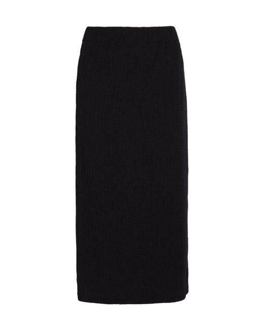 Vince Black Shadow Draped Textured Fine-Knit Midi Skirt
