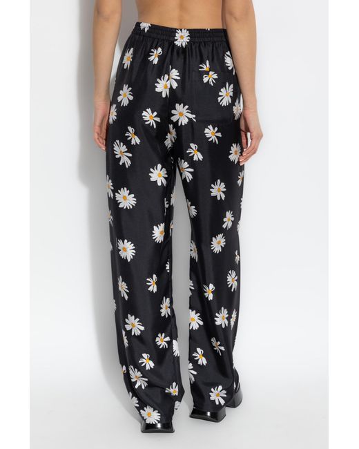 Moschino Black Daisy Printed Twill Trousers