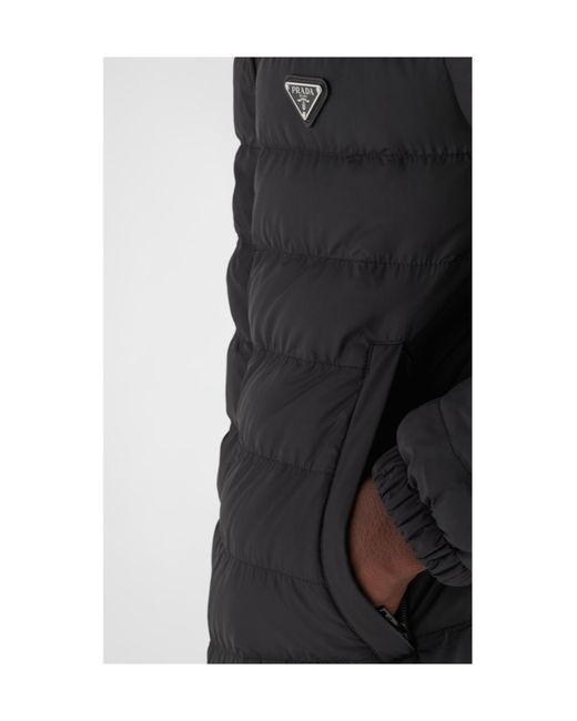 Prada Gray Short Polyester Down Jacket for men