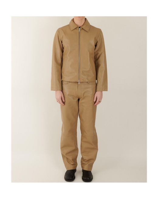 sunflower Natural Leather Pants With Belt Loops for men
