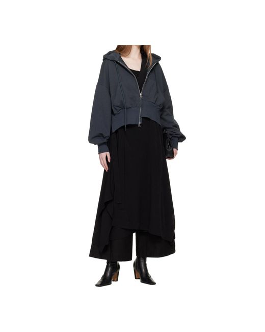 Yohji Yamamoto Blue Unbalanced Hoodie