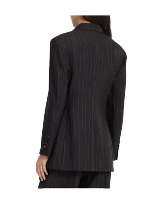 Brunello Cucinelli Black Pinstripe Wool Suit-Type Blazer
