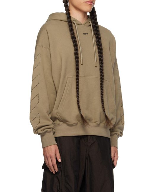 Off-White c/o Virgil Abloh Green Logo Detailed Drawstring Hoodie for men