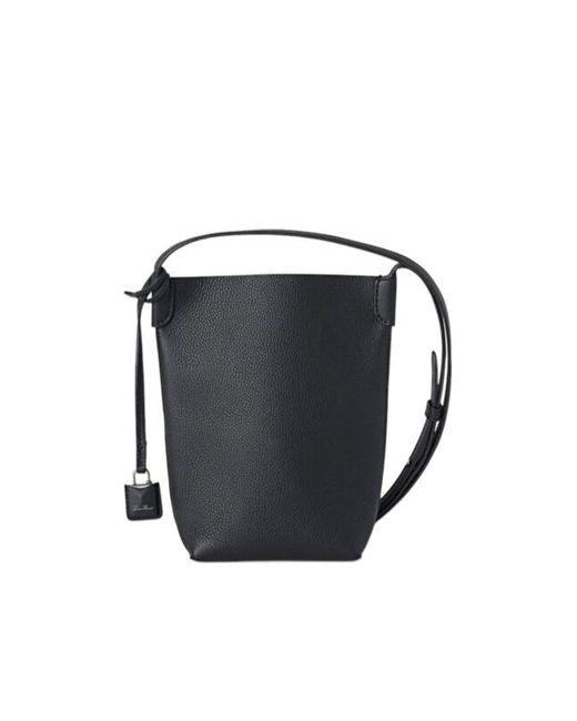 Loro Piana Black Adjustable Leather Cross-Body Mobile Phone Bag for men