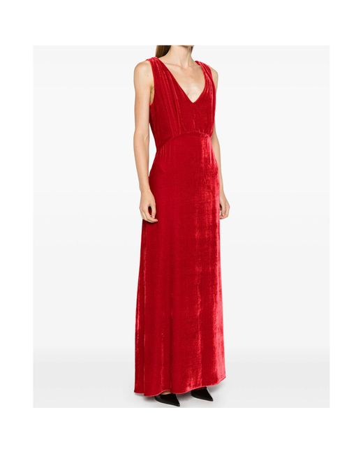 P.A.R.O.S.H. Red V-Neck Sleeveless Dress