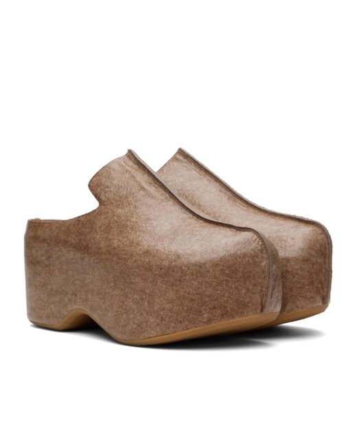 J.W. Anderson Brown Thick Soled Muller Shoes With Pinch-Seam Details for men