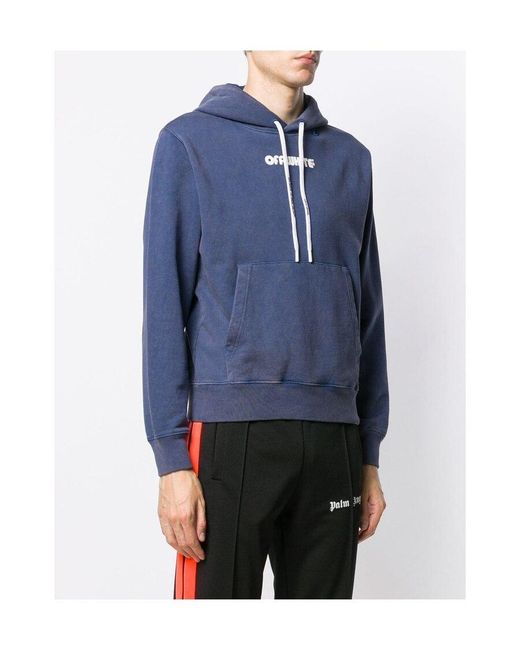 Off-White c/o Virgil Abloh Blue Logo Printed Hooded Sweater for men