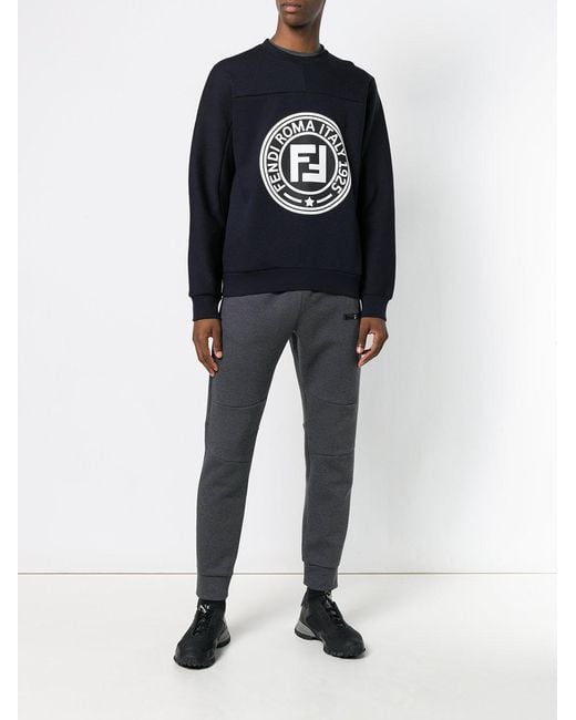 Fendi Blue Ff Printed Hoodie for men
